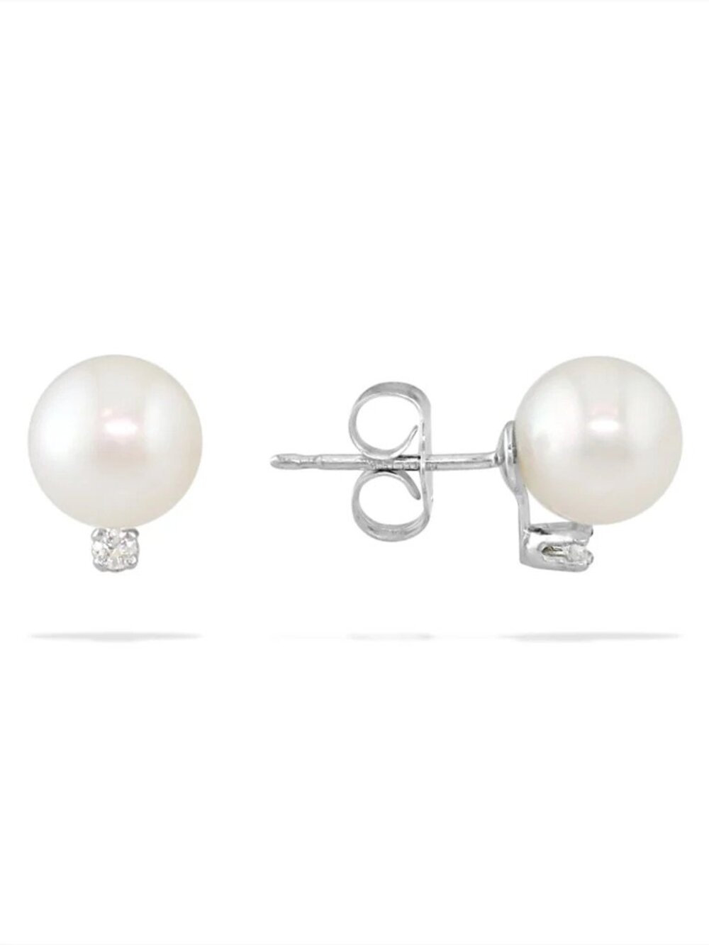 Tara Pearls Akoya Pearl Diamond Earrings 7–7.5mm 14K White Gold-Like New